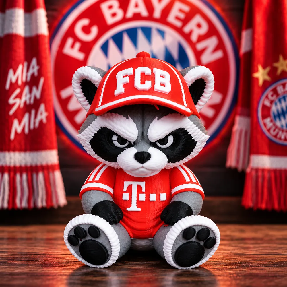 Snowing Grumpy Grumpy Raccoon – FC Bayern Fan Edition - Free 3D Print Model - MakerWorld
