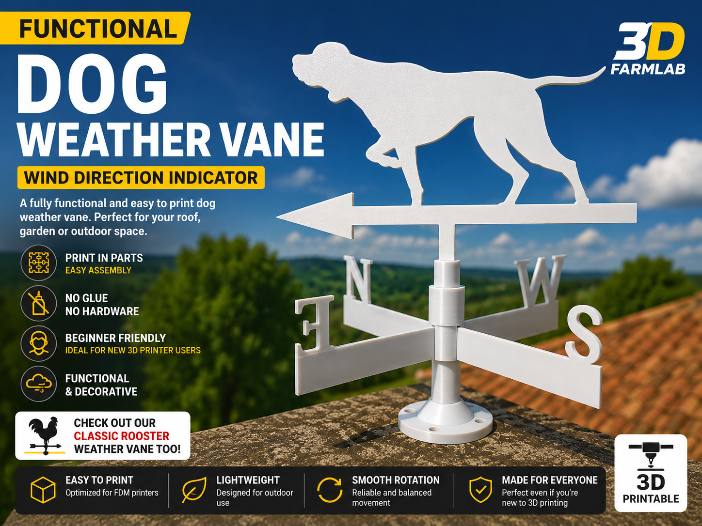 Functional Dog Weather Vane - Wind Indicator