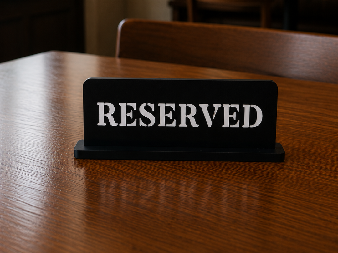 Minimalist RESERVED Restaurant Table Sign