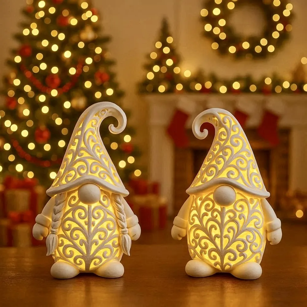 Dekoratif Noel Süsü Yılbaşı Süsü Özel Tasarım Sevgili Gnome Çift Biblo