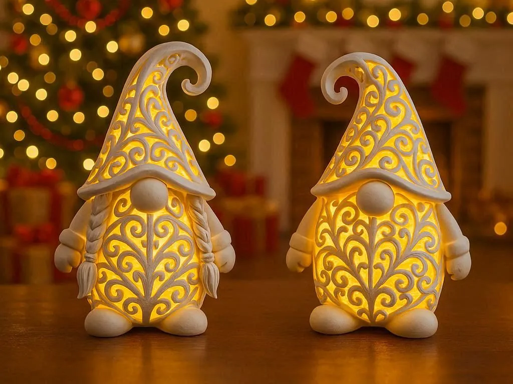 Dekoratif Noel Süsü Yılbaşı Süsü Özel Tasarım Sevgili Gnome Çift Biblo