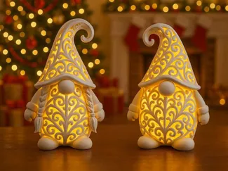 Weihnachtswichtel Paar im Ornament - Stil mit Herz