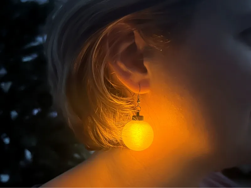 Illuminated Christmas tree bauble earrings