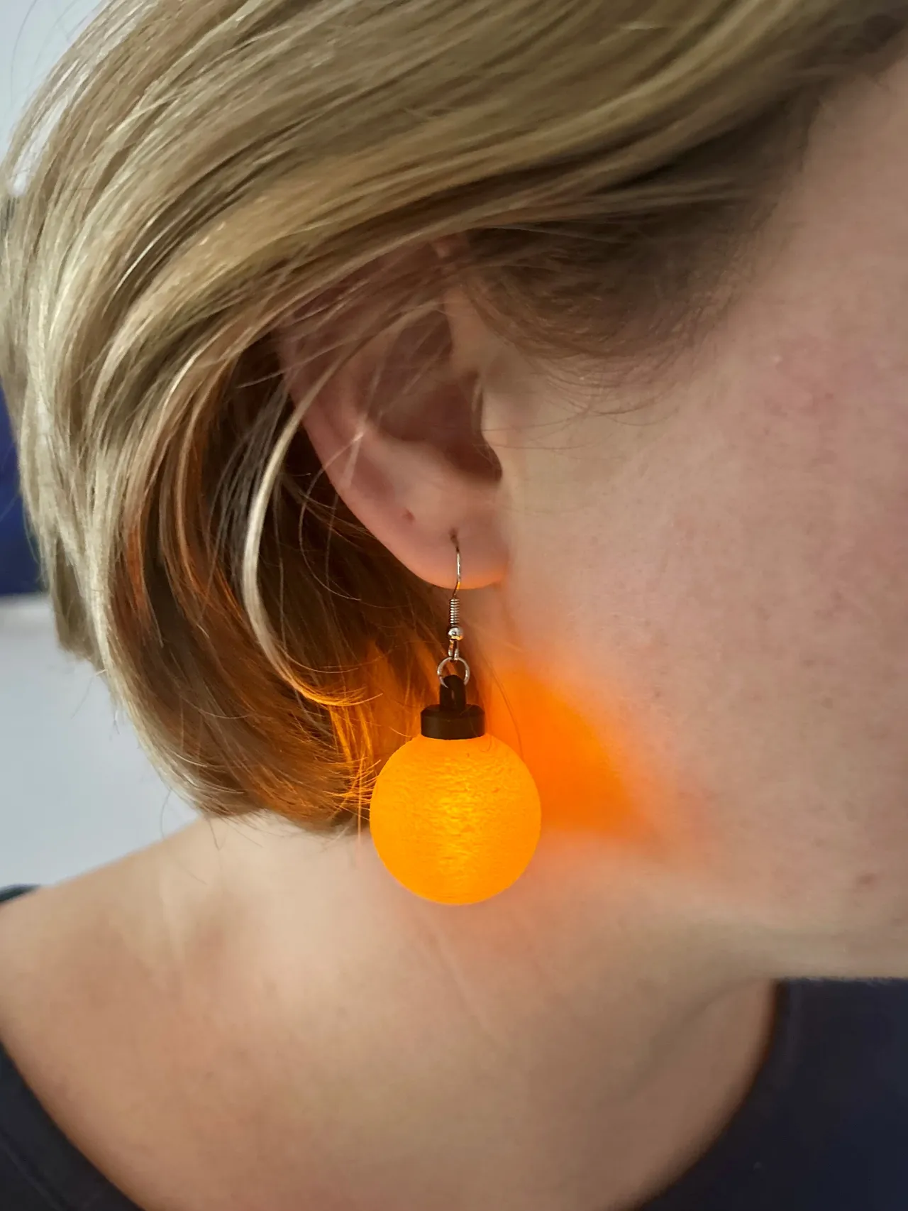Illuminated Christmas tree bauble earrings view 4