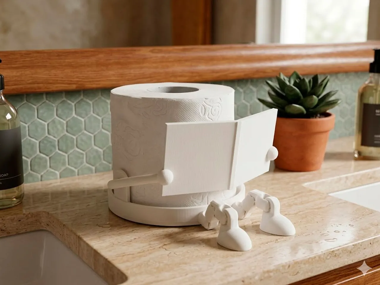 Toilet Paper Holder - Articulated & Fun with Book view 2