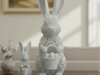 Sculpture lapin de Pâques au panier d'œufs — photo 1