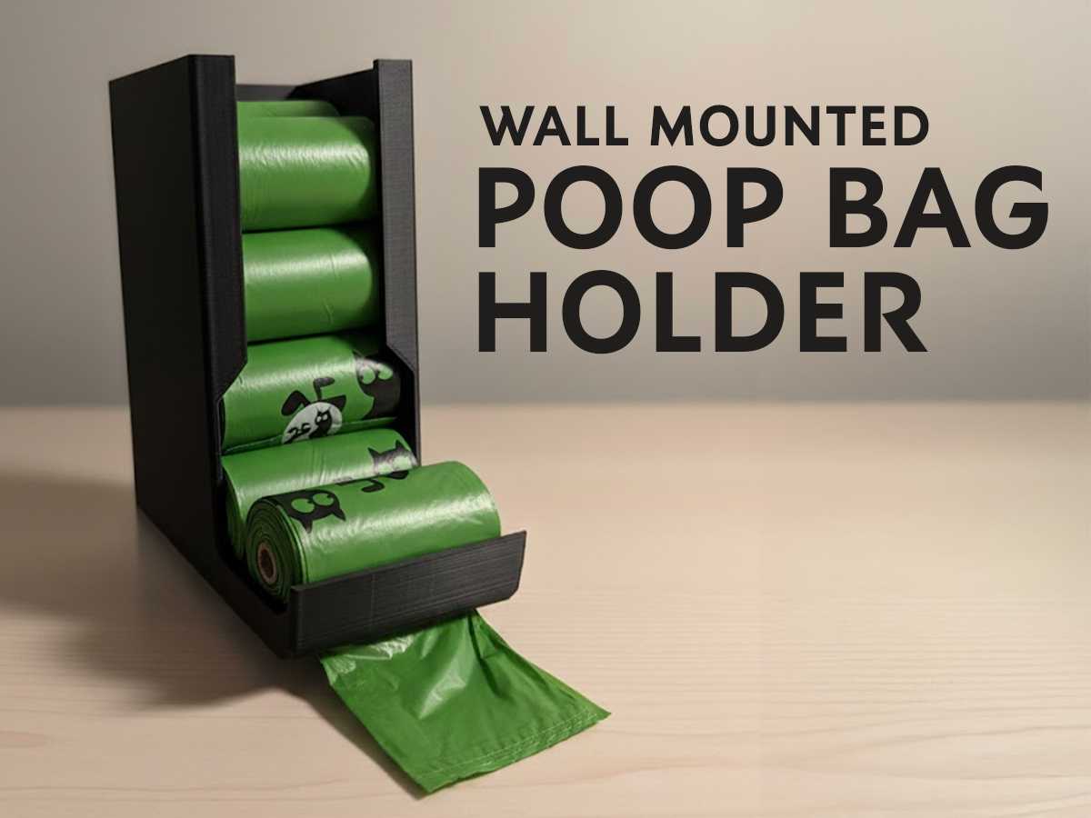 Modern Poop Bag Holder and Dispenser - No Supports