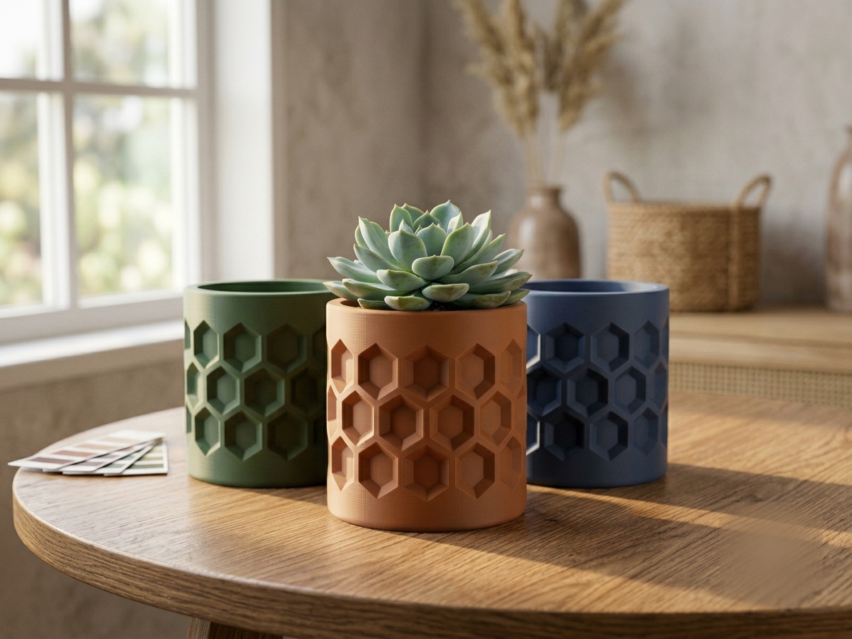 Hex Pattern Cylinder Planter
