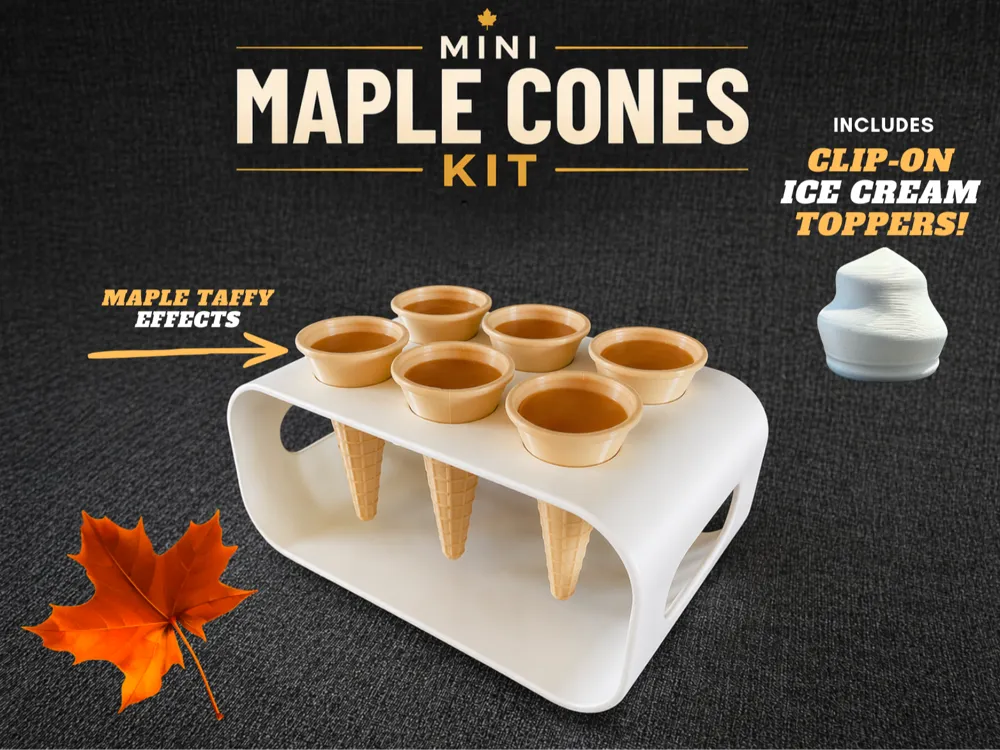 Mini Cone Kit / Clip-On Ice Cream & Maple Taffy - Free 3D Print Model ...