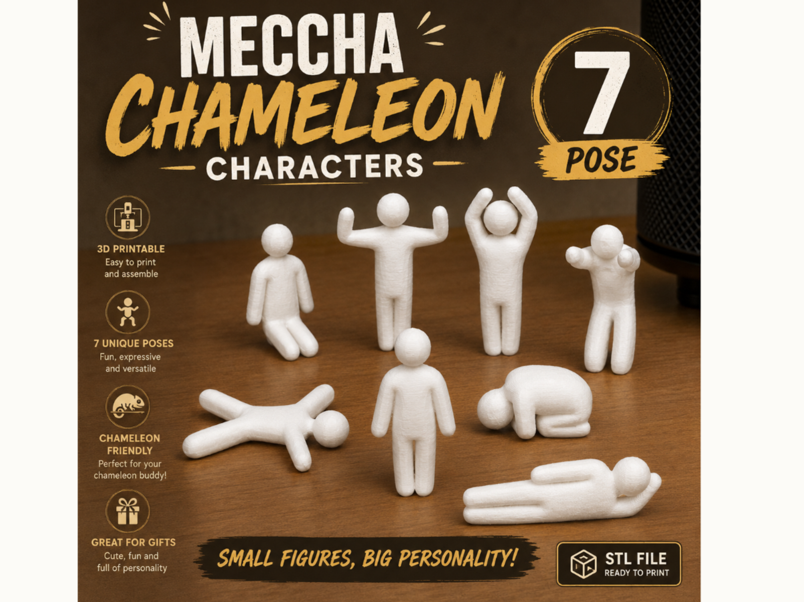 Meccha Chameleon Characters 7 Pose Figurines Game