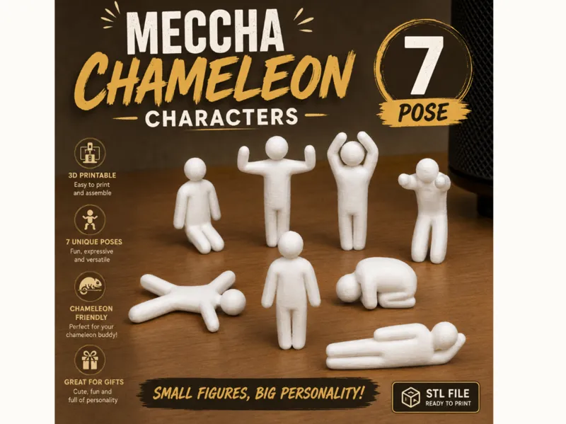 Meccha Chameleon Characters 7 Pose Figurines Game