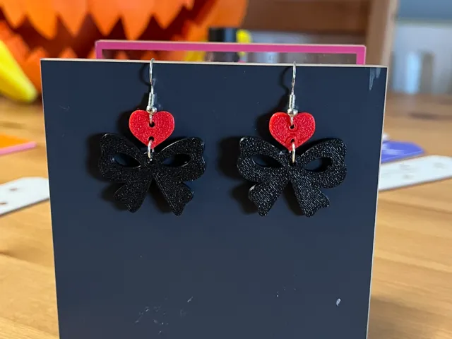 Heart And Bow Earrings