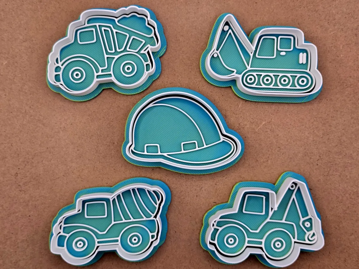 Construction Worker Vehicles Cookie Cutter Set - Free 3D Print Model ...