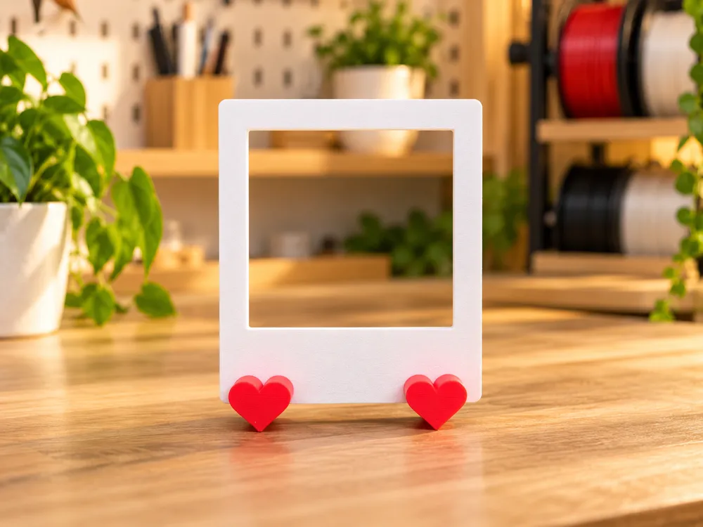 Polaroid photo frame with heart-shaped stands - Free 3D Print Model ...