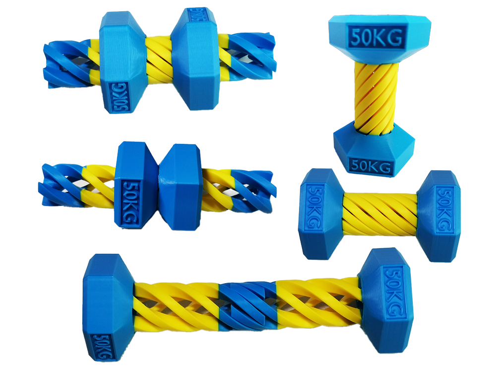 Miniatura 2 do modelo 3D 螺旋哑铃穿越贯穿解压玩具指尖陀螺（一体打印，无需支撑）