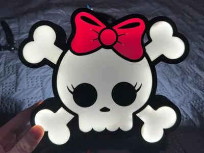 LED Lightbox: Skull with Bow