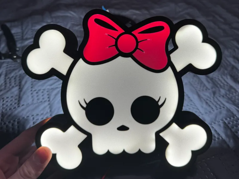 LED Lightbox: Skull with Bow