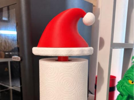 Santa Hat Paper Towel Holder Christmas Design - 1