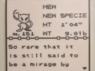 Mew gen1 pokedex entry