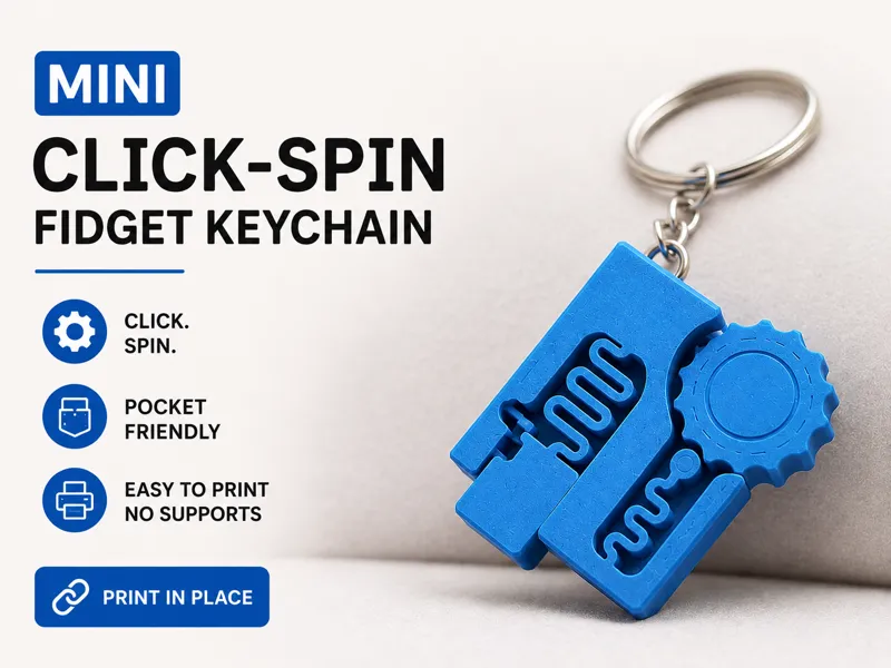Mini Click-Spin Fidget Keychain | Print-in-Place