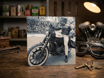 Vintage Harley-Davidson Biker - HueForge Art