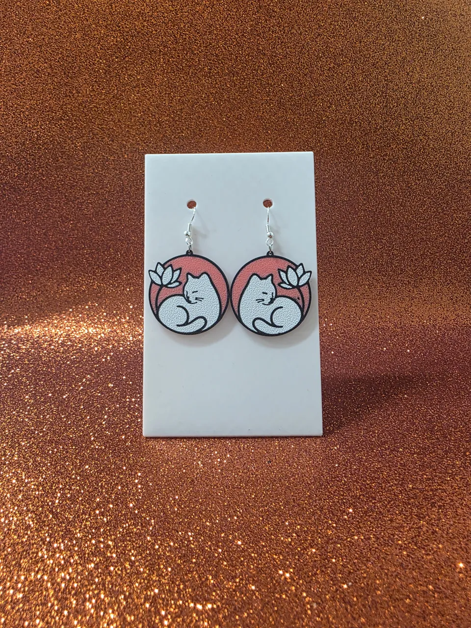 Lotus kitty earrings view 2