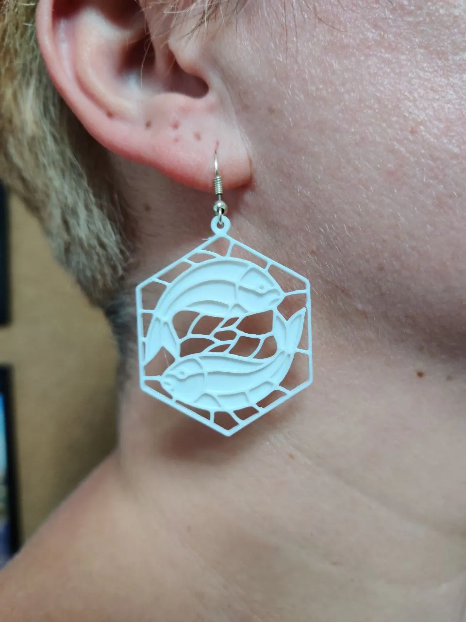 Piscean Mosaic - Stained-Glass Earring view 3