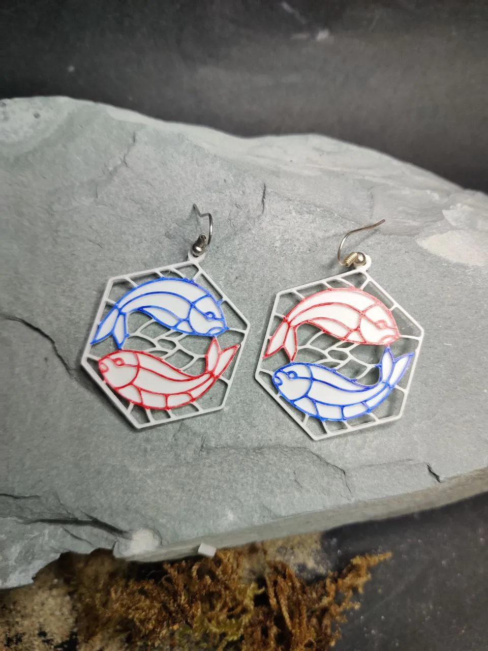 Piscean Mosaic - Stained-Glass Earring view 4