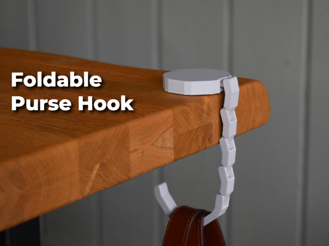 Compact & Foldable Purse Hook - Print-in-Place