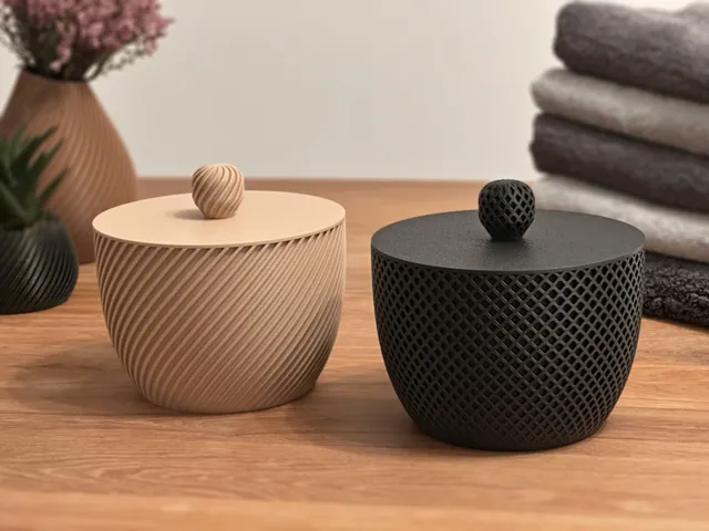 Modern Storage Container with Spiral Pattern