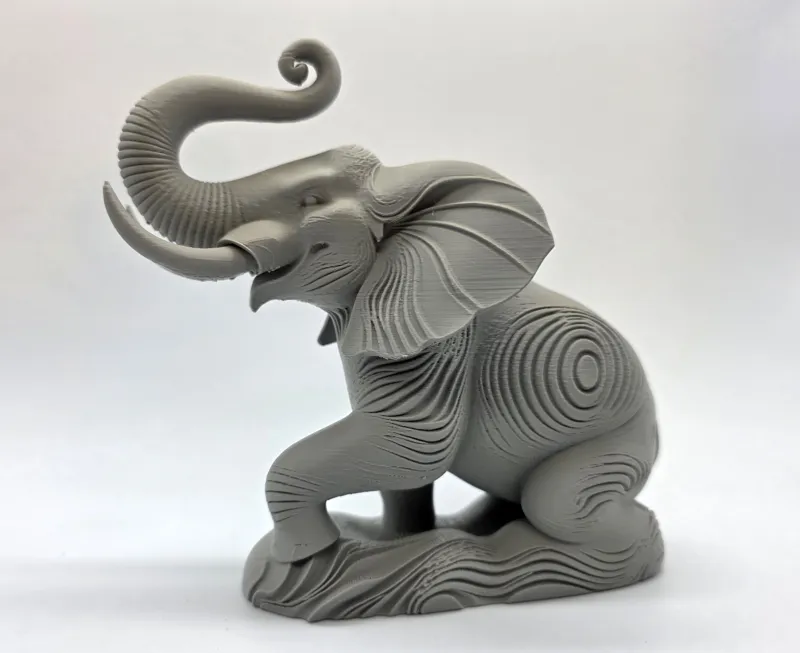 Realistic Textured Elephant Rising Sculpture