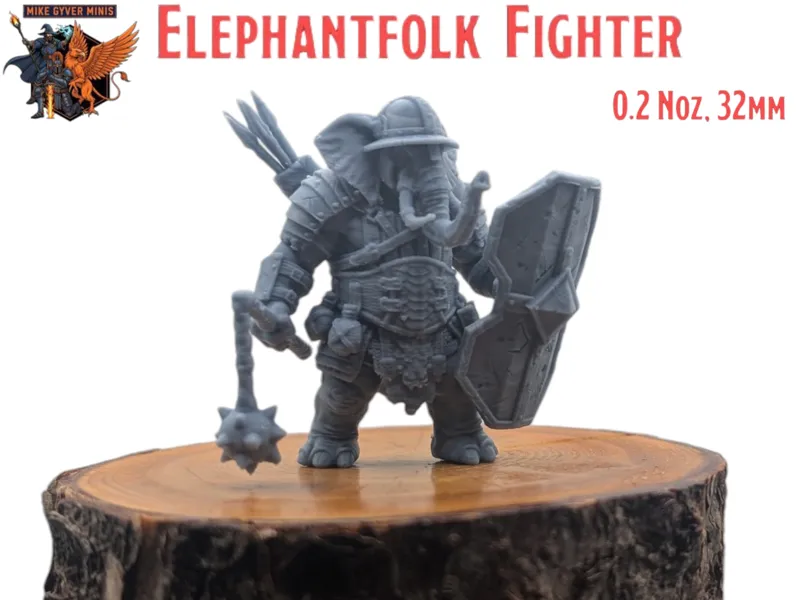 Elephantfolk Fighter - MGM Print-Ready Mini