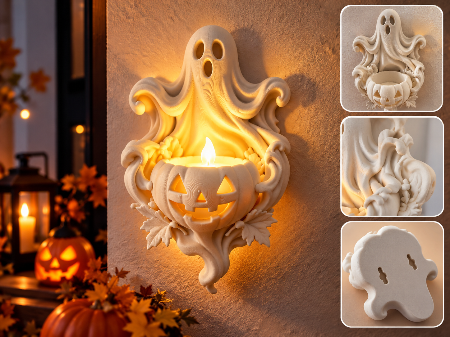 Geisterhafter Halloween-Wandhalter LED - 1
