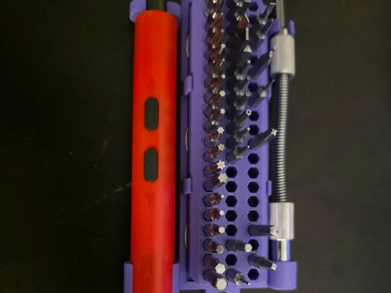 Mini electric screwdriver and bits vertical hanger
