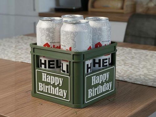 Customizable Miniature Beer Crate (Holds 4 Cans)