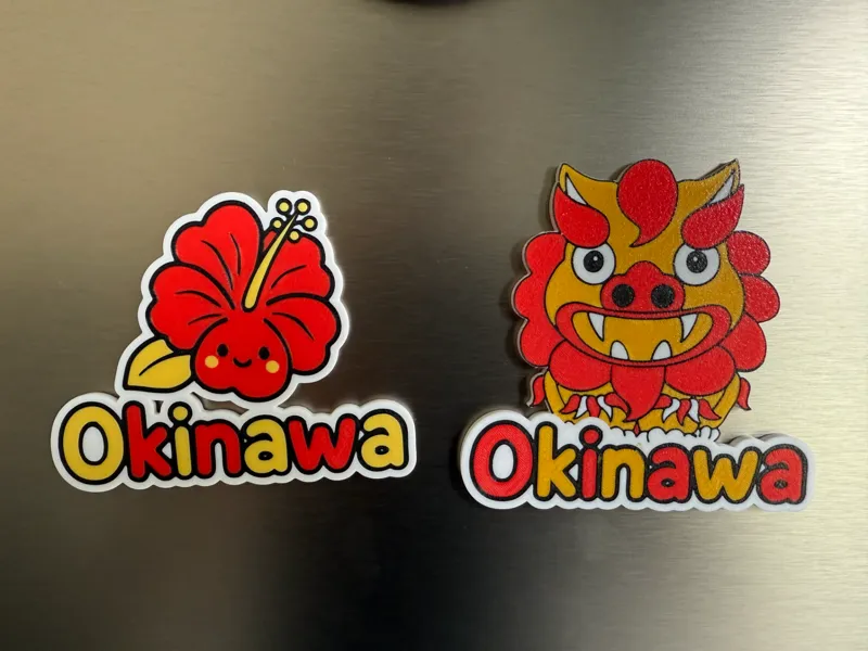 okinawa magnet shisa and hibiscus