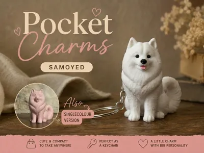 Llavero memorial Samoyedo impreso en 3D
