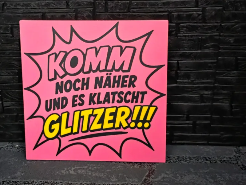 Magnet Schild "komm näher ... Glitzer"
