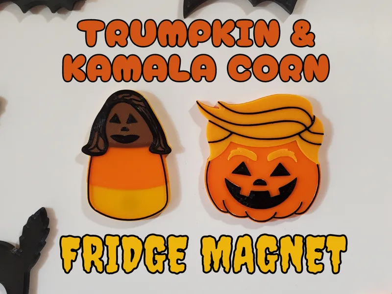 Trumpkin & Kamala Corn Fridge Magnet - Halloween