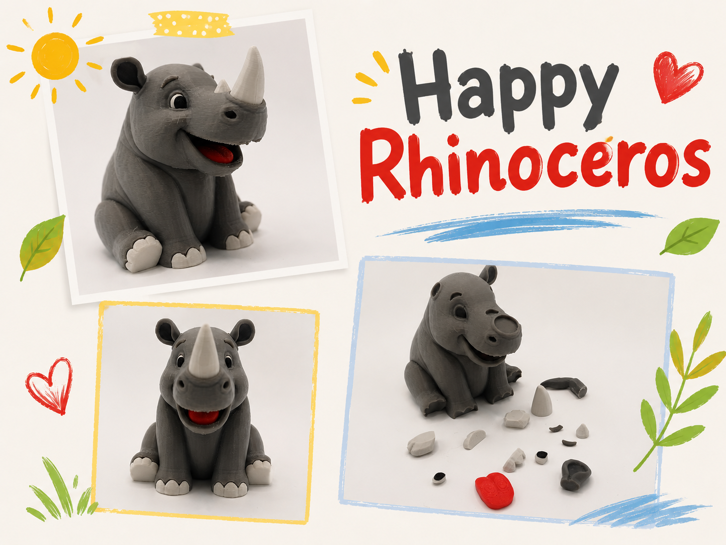 Happy Rhinoceros – Multi-Part Funny Toy