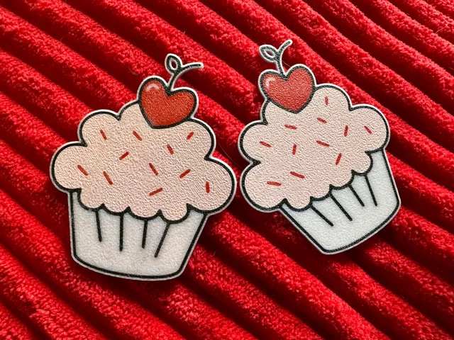 Valentine Cupcake earrings with sprinkles