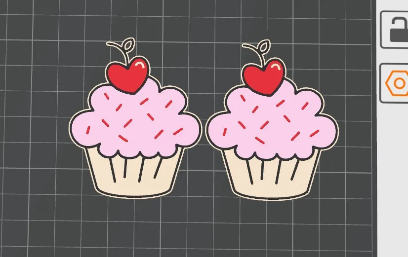 Valentine Cupcake earrings with sprinkles view 2