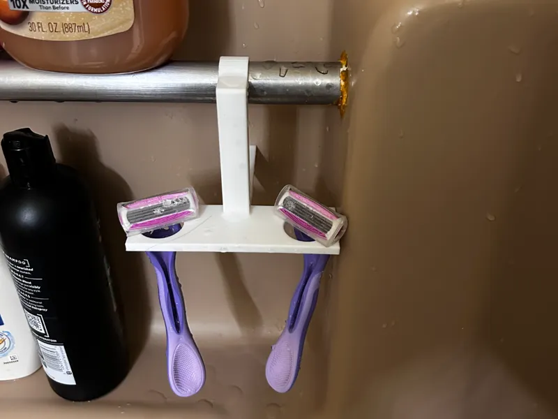 Shower Shelf Rod Razor Holder with AntiSway Anchor