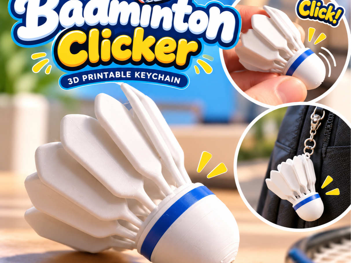 Badminton Shuttlecock Clicker Keychain - 1