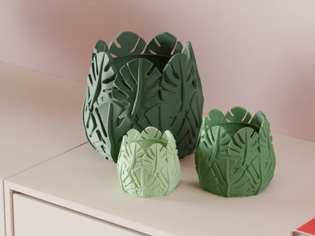 Monstera Themed Planter. Monstera Leaf Plant Pot