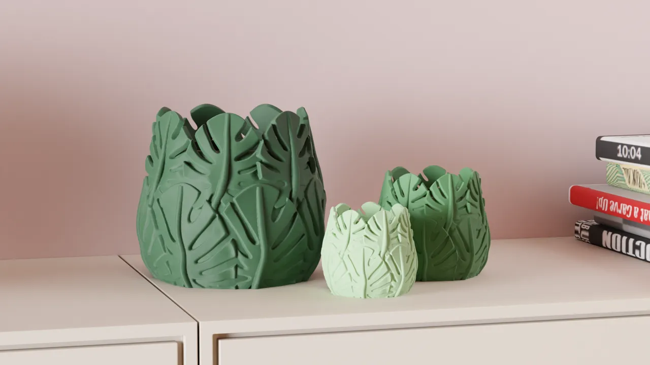 Monstera Themed Planter. Monstera Leaf Plant Pot view 4