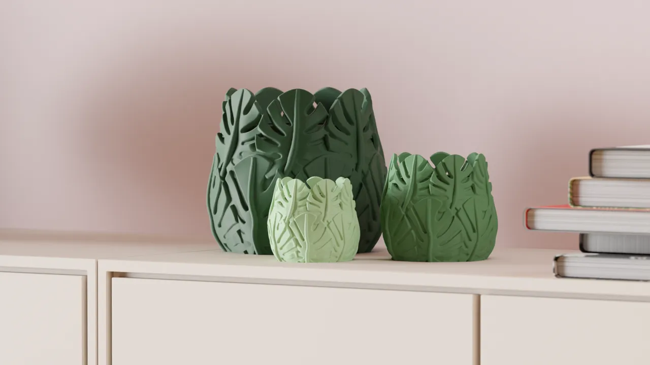 Monstera Themed Planter. Monstera Leaf Plant Pot view 3