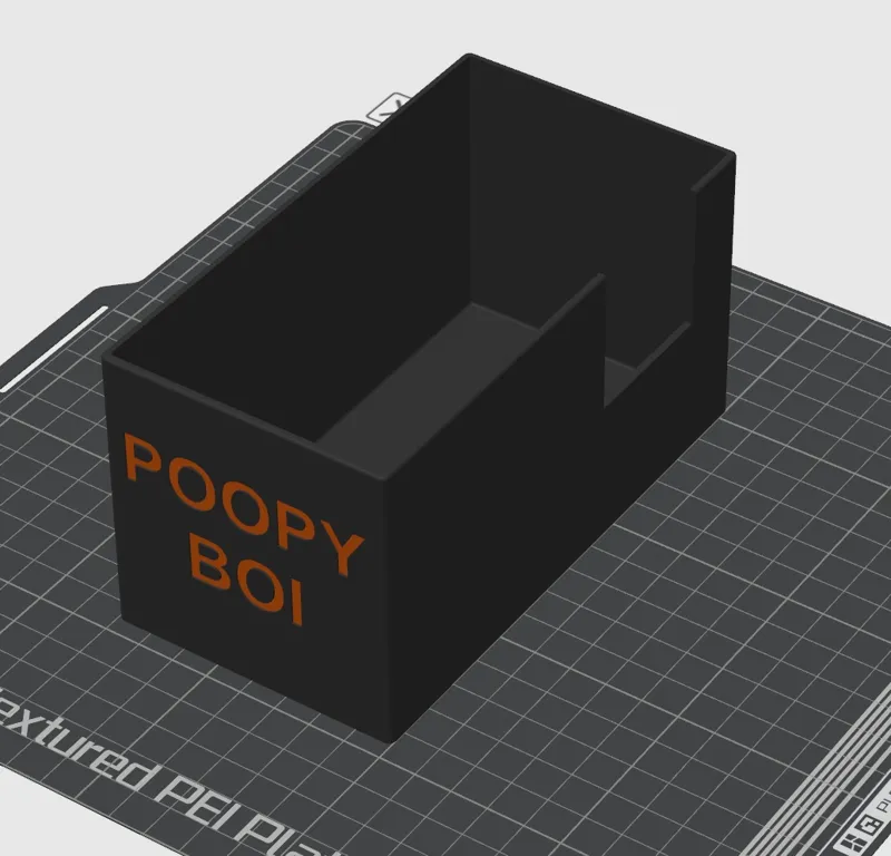 Poopy Boi nozzle poops bin.