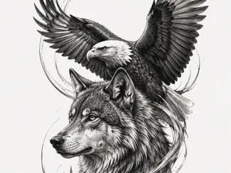 aigle et loup sur la montagne