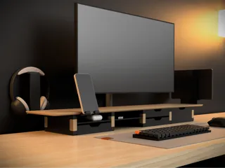 Modular Desk Shelf Fully Printed • Screwable Addon